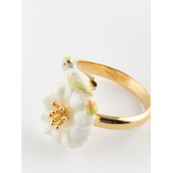 Bague perruche sur pissenlit